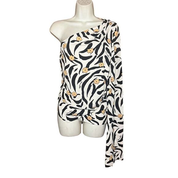 NANUSHKA Laurine Asymmetric One Sleeve Top in Animal sprint NWOT Size Large - Picture 6 of 11